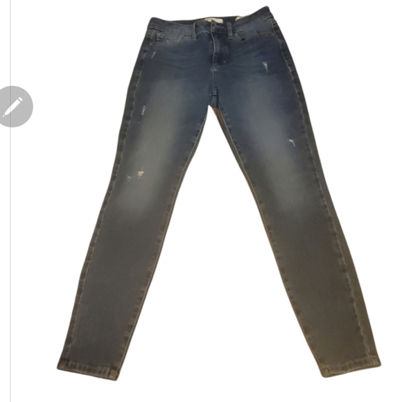 Guess 1981 skinny deconstructed stretch high rise blue denim jeans 27 jeggings - Picture 1 of 5